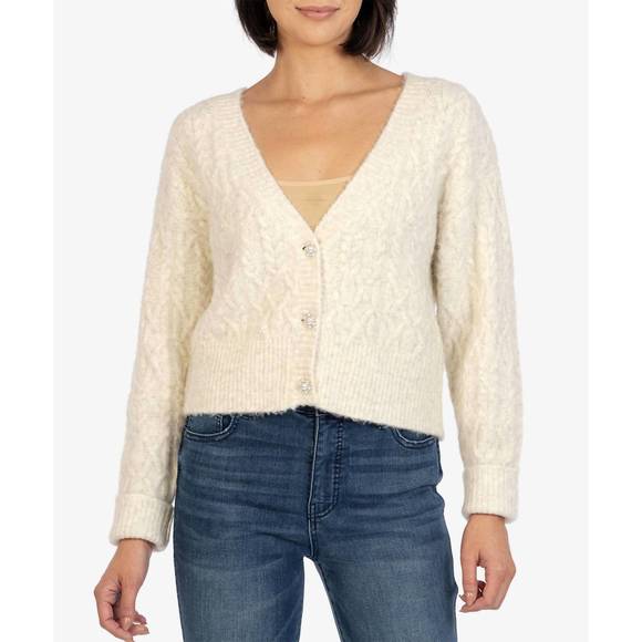 KUT from the Kloth Women's Ivory/Green Jasmine Top Size Large